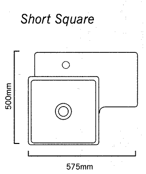 Additional image for 1 Faucet Hole Square Wall Hung Basin. 575 x 500mm.