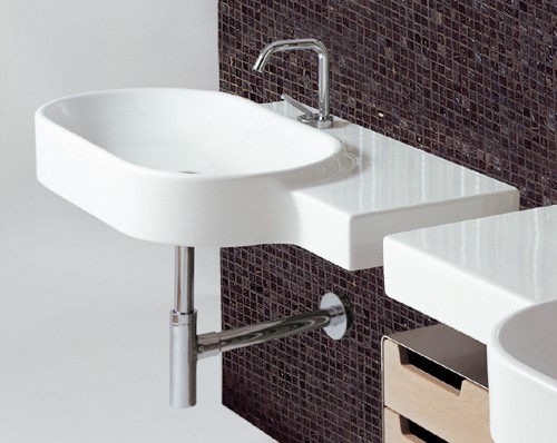Additional image for 1 Faucet Hole Oval Wall Hung Basin. 880 x 500mm.