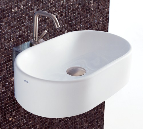 Additional image for 1 Faucet Hole Oval Wall Hung Basin. 520 x 420mm.