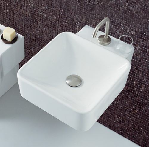 Additional image for 1 Faucet Hole Square Wall Hung Basin. 400 x 495mm.