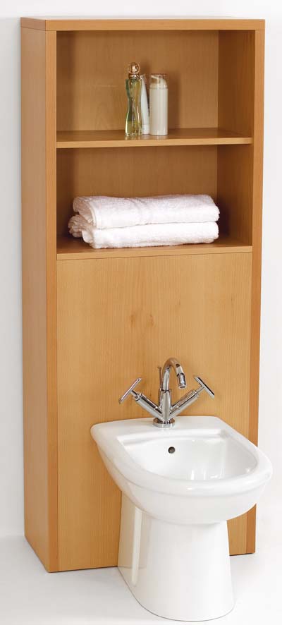 Additional image for Monte Carlo complete back to wall bidet set with shelves in beech.