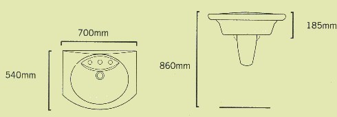 Additional image for Parisi 1 faucet hole basin with semi-pedestal and towel rail.