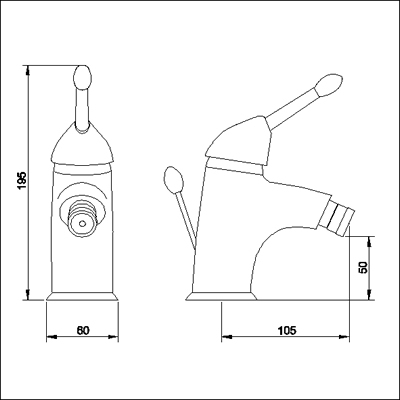 Additional image for Single lever mono bidet mixer faucet + Free pop up waste