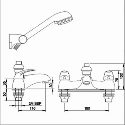 Additional image for 3/4" Bath shower mixer including kit