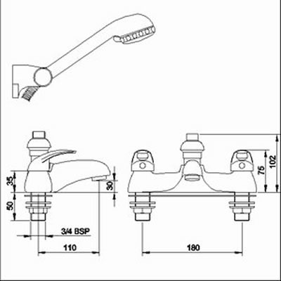 Additional image for 3/4" Bath shower mixer including kit