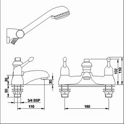 Additional image for 3/4" Bath shower mixer including kit