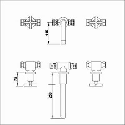 Additional image for X head 3 faucet hole wall mounted bath mixer faucet