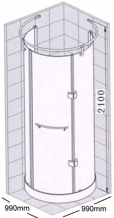 Additional image for Circular quadrant shower enclosure with tray & waste.