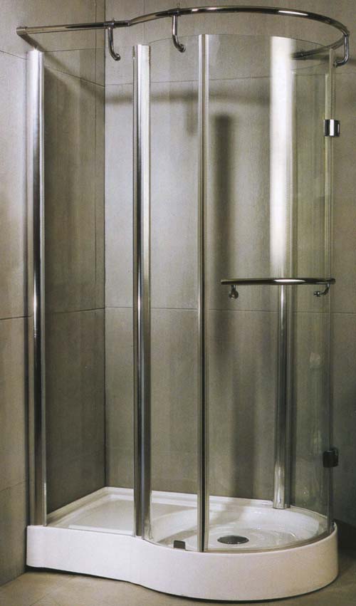 Additional image for Offset quadrant shower enclosure with tray & waste (right handed).
