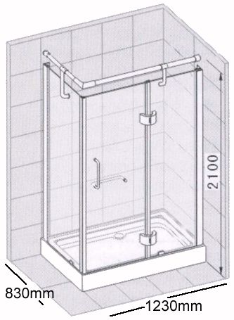 Additional image for Rectangular shower enclosure with tray & waste (left handed).