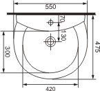 Additional image for 1 Faucet Hole Wall Hung Basin And Semi-Pedestal.