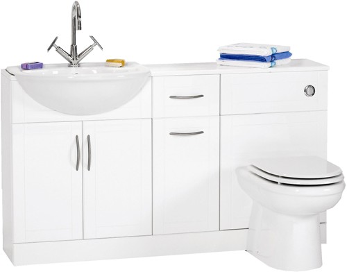 Additional image for Deluxe white bathroom furniture suite.  1420x810x300mm.