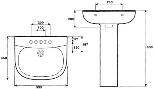 Additional image for 4 Piece Bathroom Suite With 1 Faucet Hole Basin.