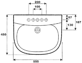 Additional image for 1 Faucet Hole Basin. 550mm.