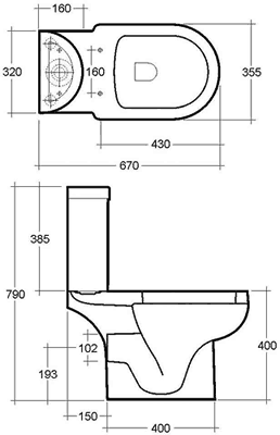 Additional image for Close Coupled Toilet, Dual Push Flush Cistern & Seat.