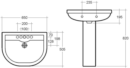 Additional image for 4 Piece Bathroom Suite With 3 Faucet Hole Basin.