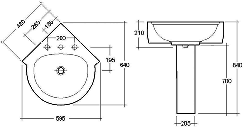 Additional image for 4 Piece Corner Bathroom Suite With 1 Faucet Hole Basin.