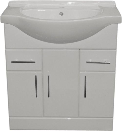 Additional image for 750mm White Vanity Unit, Ceramic Basin, Fully Assembled.