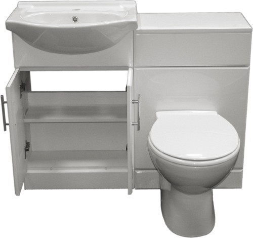 Additional image for Complete Vanity Suite In White, Left Handed. 1125x830x300mm.