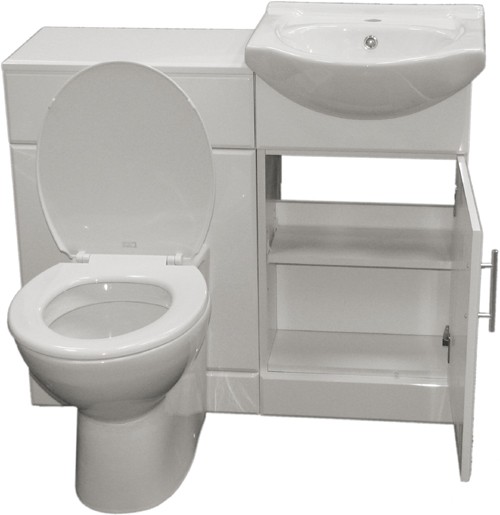 Additional image for Complete Vanity Suite In White, Right Handed. 925x830x300mm.