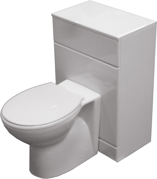 Additional image for 500mm Complete Back To Wall WC Toilet Set In White.