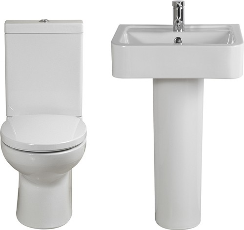 Additional image for 4 Piece Bathroom Suite. Toilet, Soft Close Seat, 51cm Basin.