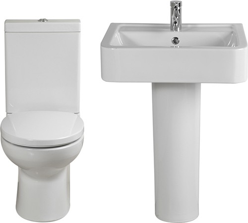 Additional image for 4 Piece Bathroom Suite, Toilet, Soft Close Seat, 58cm Basin.