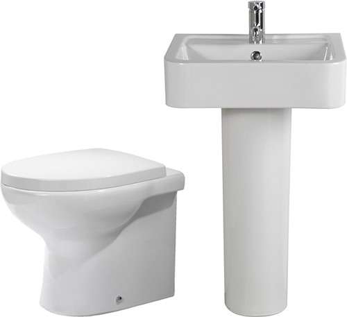 Additional image for 3 Piece Bathroom Suite, Back To Wall Toilet Pan, 51cm Basin.