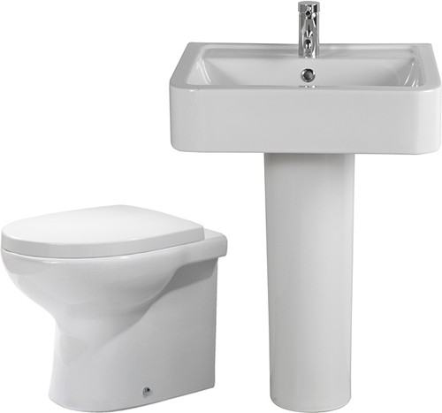 Additional image for 3 Piece Bathroom Suite, Back To Wall Toilet Pan, 58cm Basin.