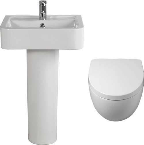 Additional image for 3 Piece Bathroom Suite, Wall Hung Toilet Pan & 51cm Basin.