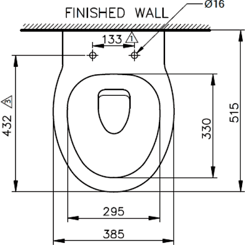 Additional image for 3 Piece Bathroom Suite, Wall Hung Toilet Pan & 51cm Basin.