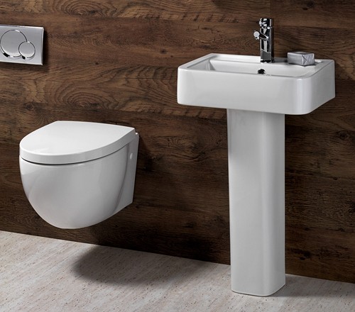 Additional image for 3 Piece Bathroom Suite, Wall Hung Toilet Pan & 58cm Basin.