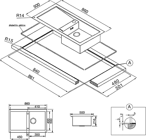 Additional image for 1.0 Bowl Stainless Steel Flush Fit Sink, Right Hand Drainer.