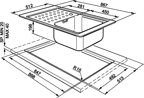 Additional image for 1.0 Bowl Low Profile Stainless Steel Sink, Left Hand Drainer.