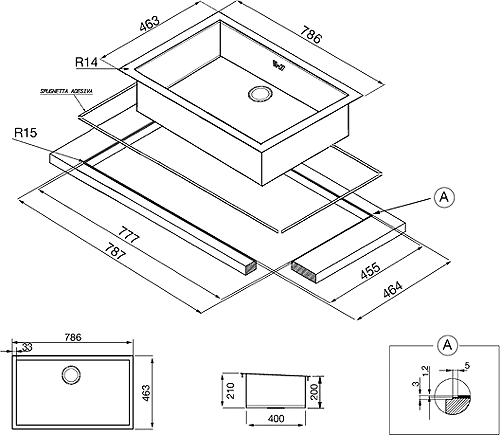 Additional image for 1.0 Bowl Stainless Steel Flush Fit Kitchen Sink.