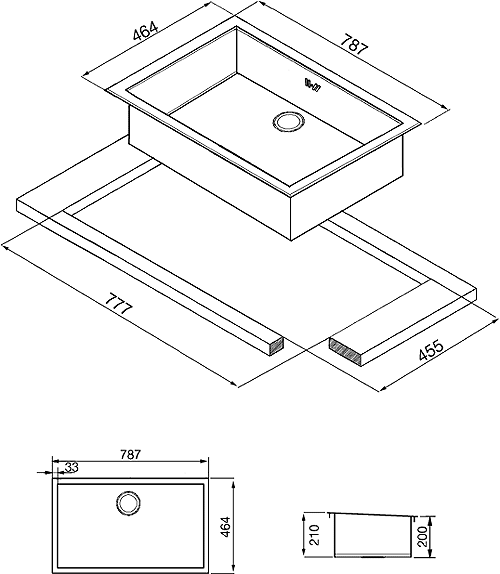 Additional image for 1.0 Bowl Stainless Steel Low Profile Inset Kitchen Sink.