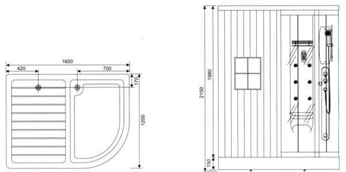 Additional image for Sauna and steam massage shower enclosure, left handed.