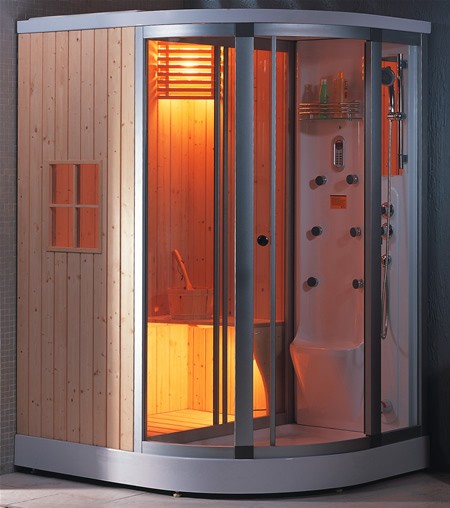 Additional image for Sauna and steam massage shower enclosure, right handed.