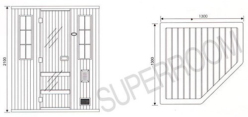 Additional image for Corner sauna cabin 1300x1300mm.