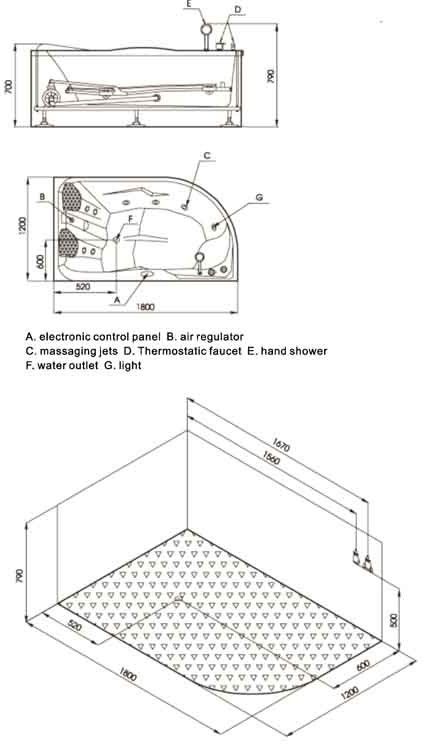 Additional image for Whirlpool bath for two people.  Left Hand. 1800x1200mm.