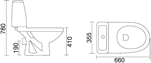 Additional image for Modern compact four piece bathroom suite with 2 faucet hole basin.