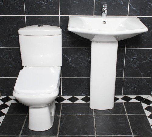 Additional image for Square designer four piece bathroom suite with 1 faucet hole basin.