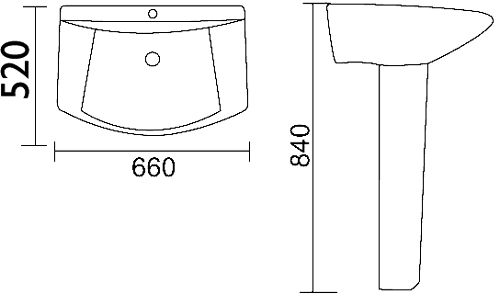 Additional image for Square designer four piece bathroom suite with 1 faucet hole basin.