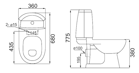 Additional image for Modern Saturn four piece bathroom suite with 1 faucet hole basin.