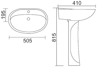 Additional image for Modern Saturn four piece bathroom suite with 1 faucet hole basin.