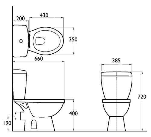 Additional image for Modern value four piece bathroom suite with 1 faucet hole basin.