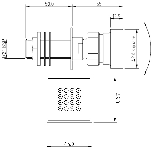 Additional image for Triple Thermostatic Shower Valve, 12" Shower Head & Jets.