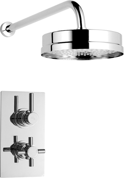 Additional image for Twin Concealed Thermostatic Shower Valve & Fixed Head.