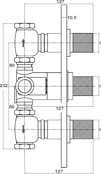 Additional image for Triple concealed 3/4" thermostatic shower valve