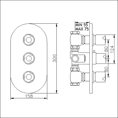 Additional image for Triple concealed thermostatic shower valve